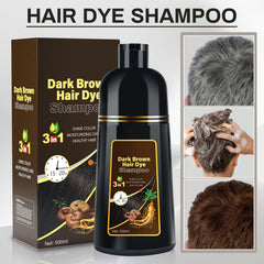 Cosmpro dark brown hair dye shampoo application shows easy lather for at-home color.