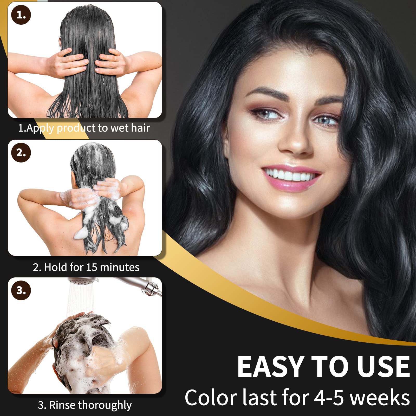 COSMTEK Black Dye Shampoo herbal ingredients highlight natural oils and turmeric