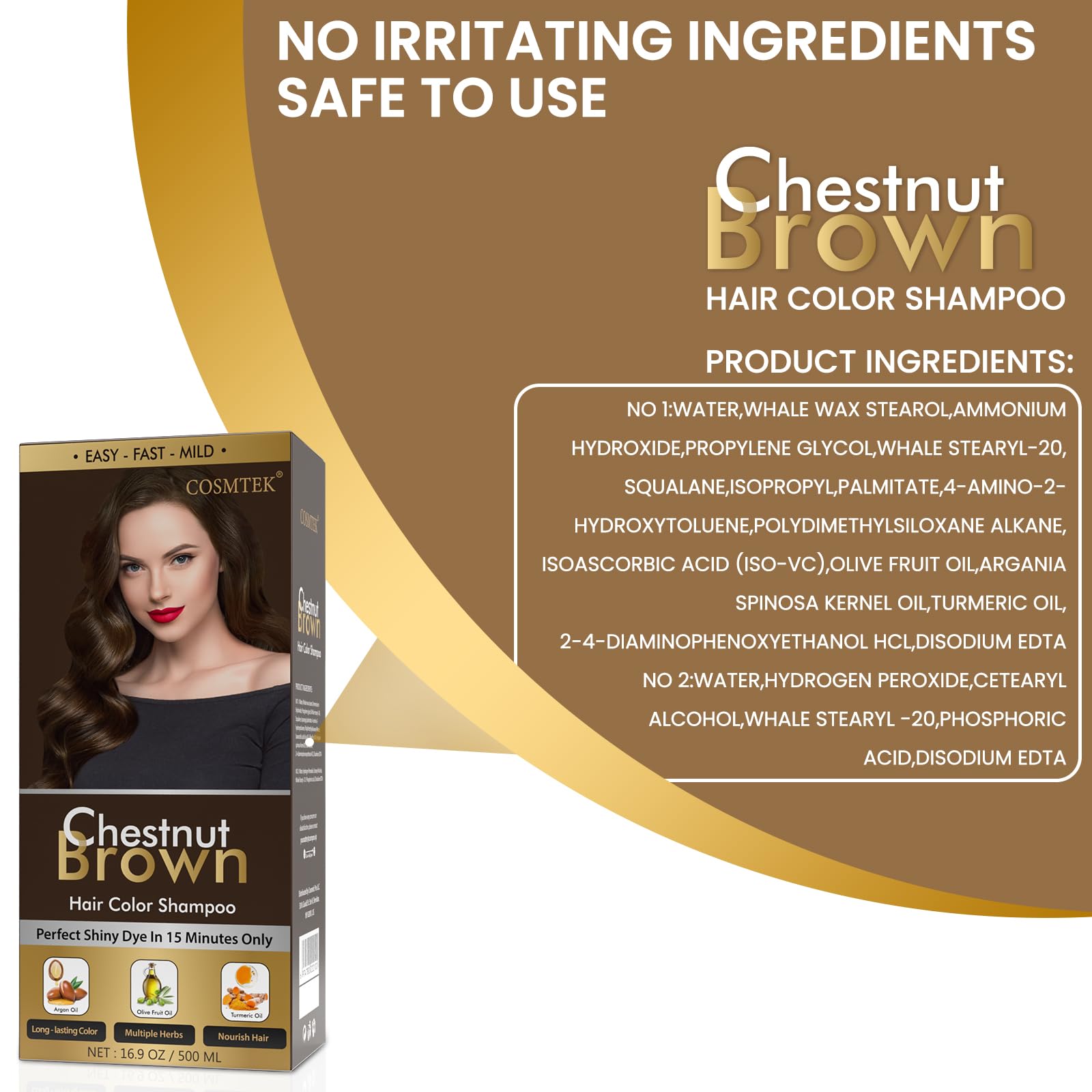 COSMTEK Chestnut Brown gray-hair-coverage shot emphasizes even color