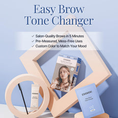 COSNORI brow bleach kit setup showing pre-measured powder and cream for quick use
