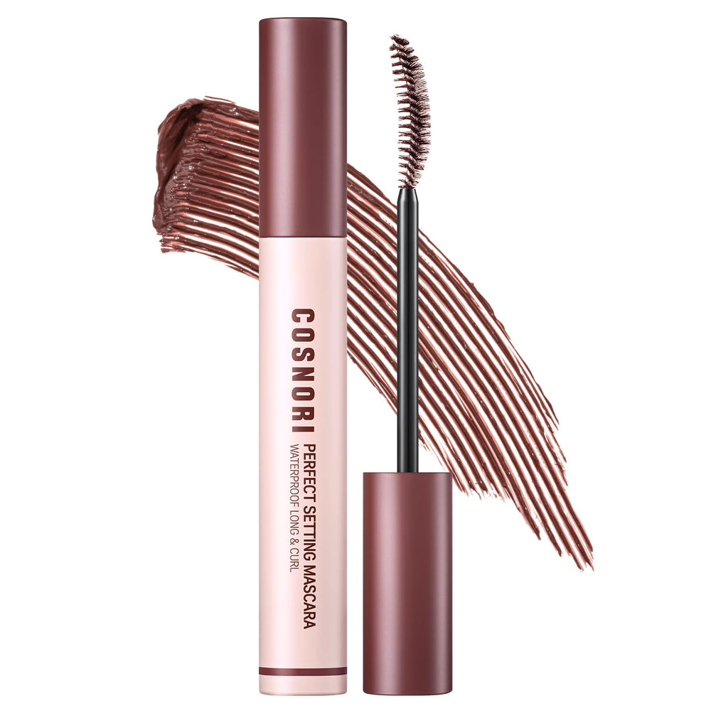 COSNORI Perfect Setting mascara tube front in Rosy Brown enhances natural lash color