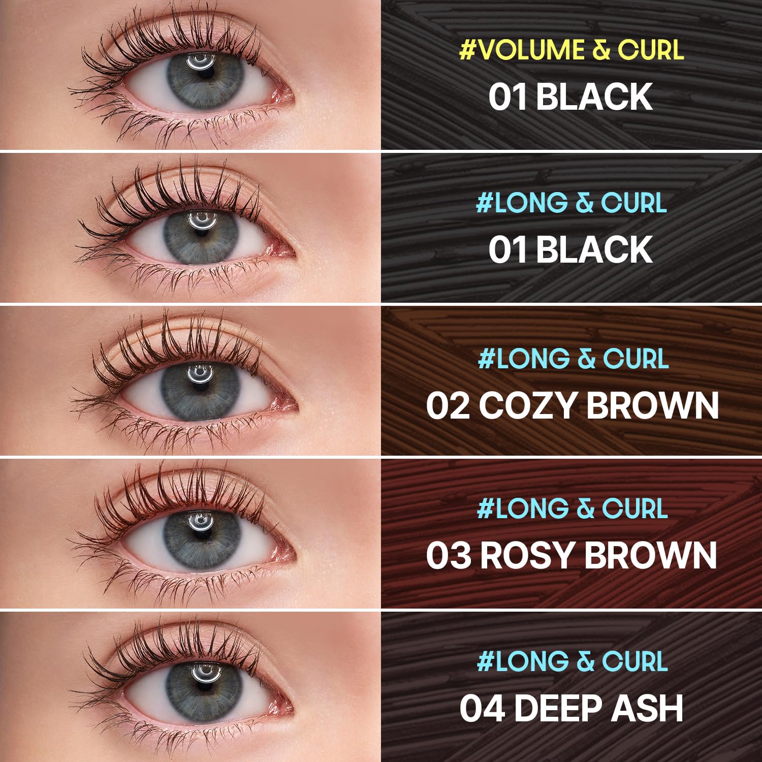 COSNORI royal blue close-up lashes show vibrant, smudge-resistant finish.