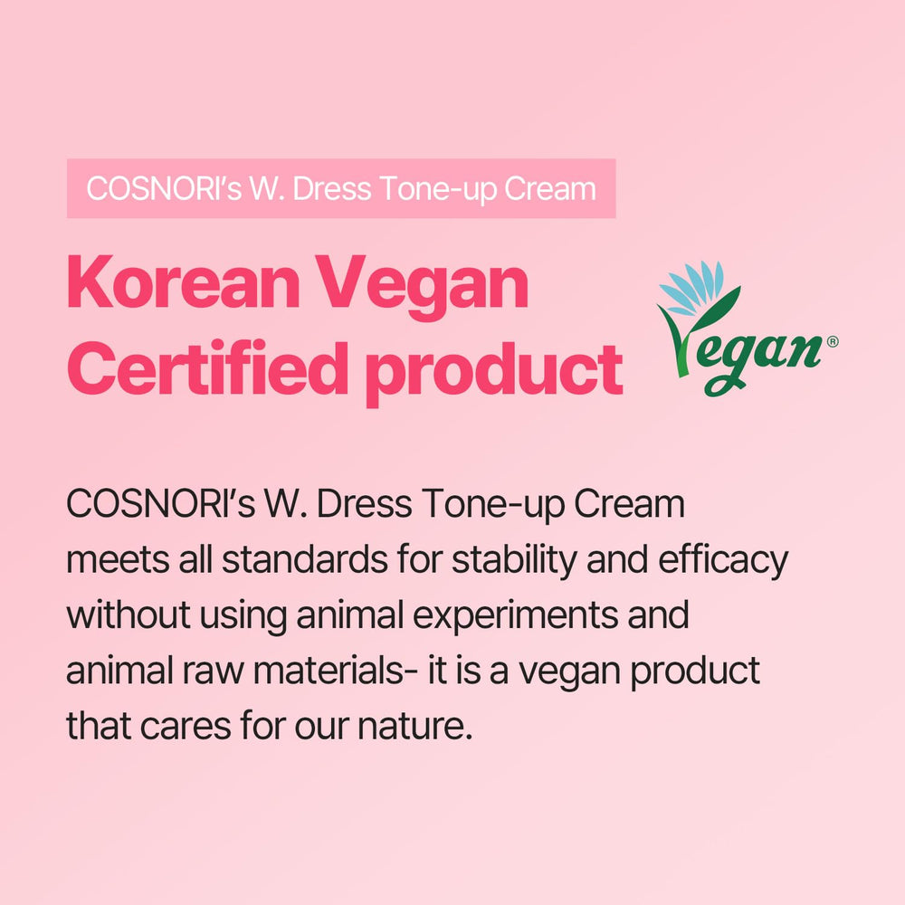 COSNORI W. Dress Tone-up Cream swatches reveal a luminous, even-toned finish for daily wear