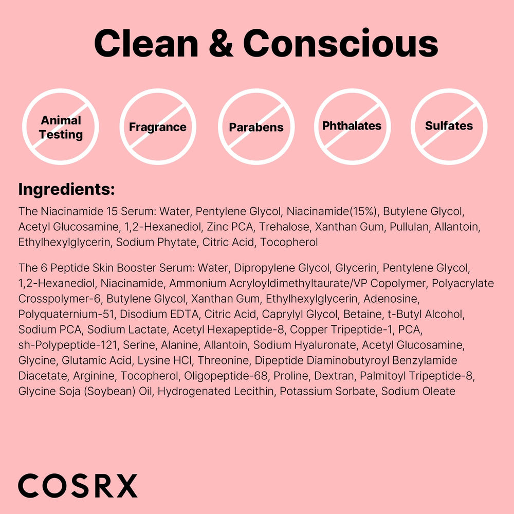 COSRX 6 Peptides Toner closeup reveals improved texture and smoother pores.