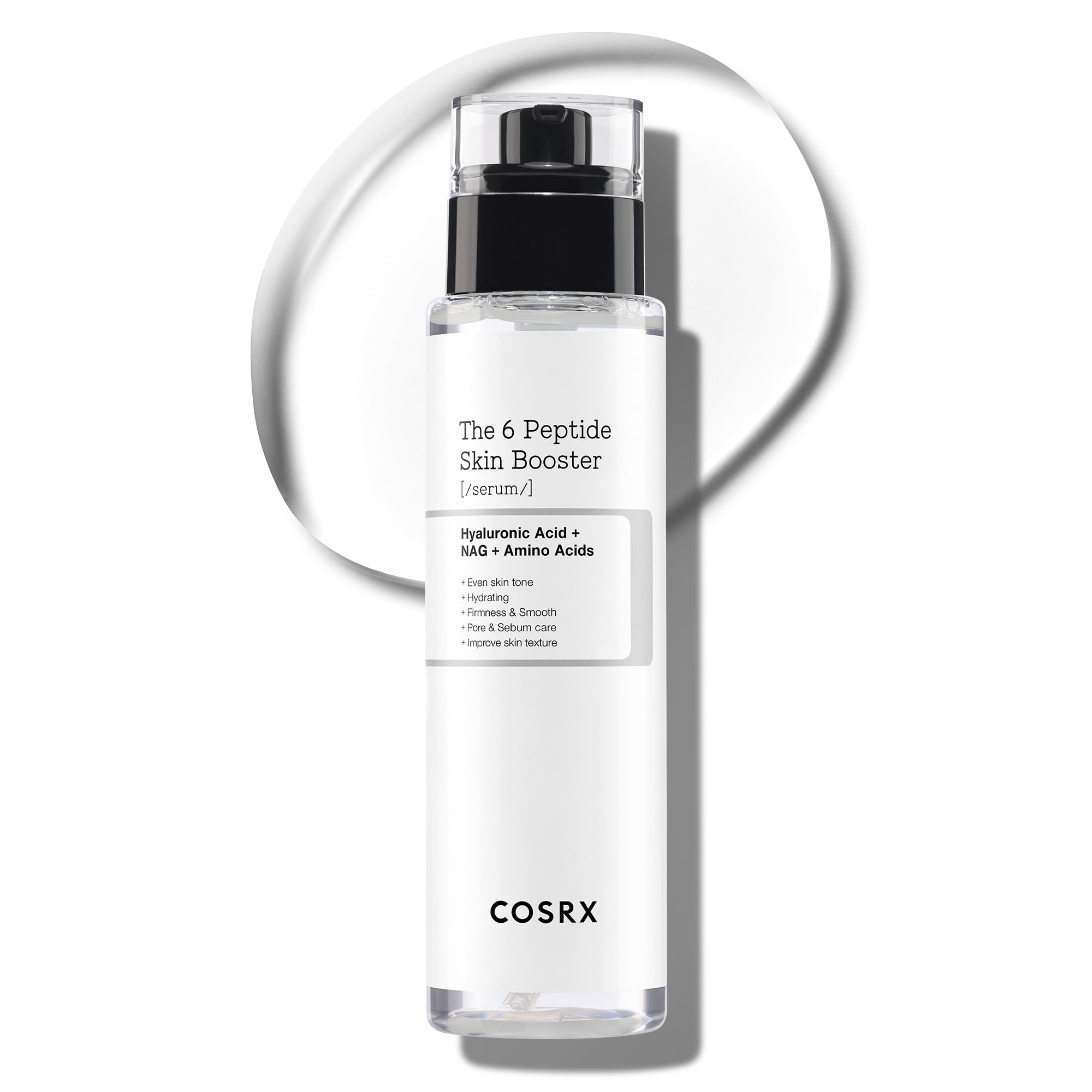COSRX 6X peptide-toner-serum pump demonstrates quick absorption and elasticity boost.