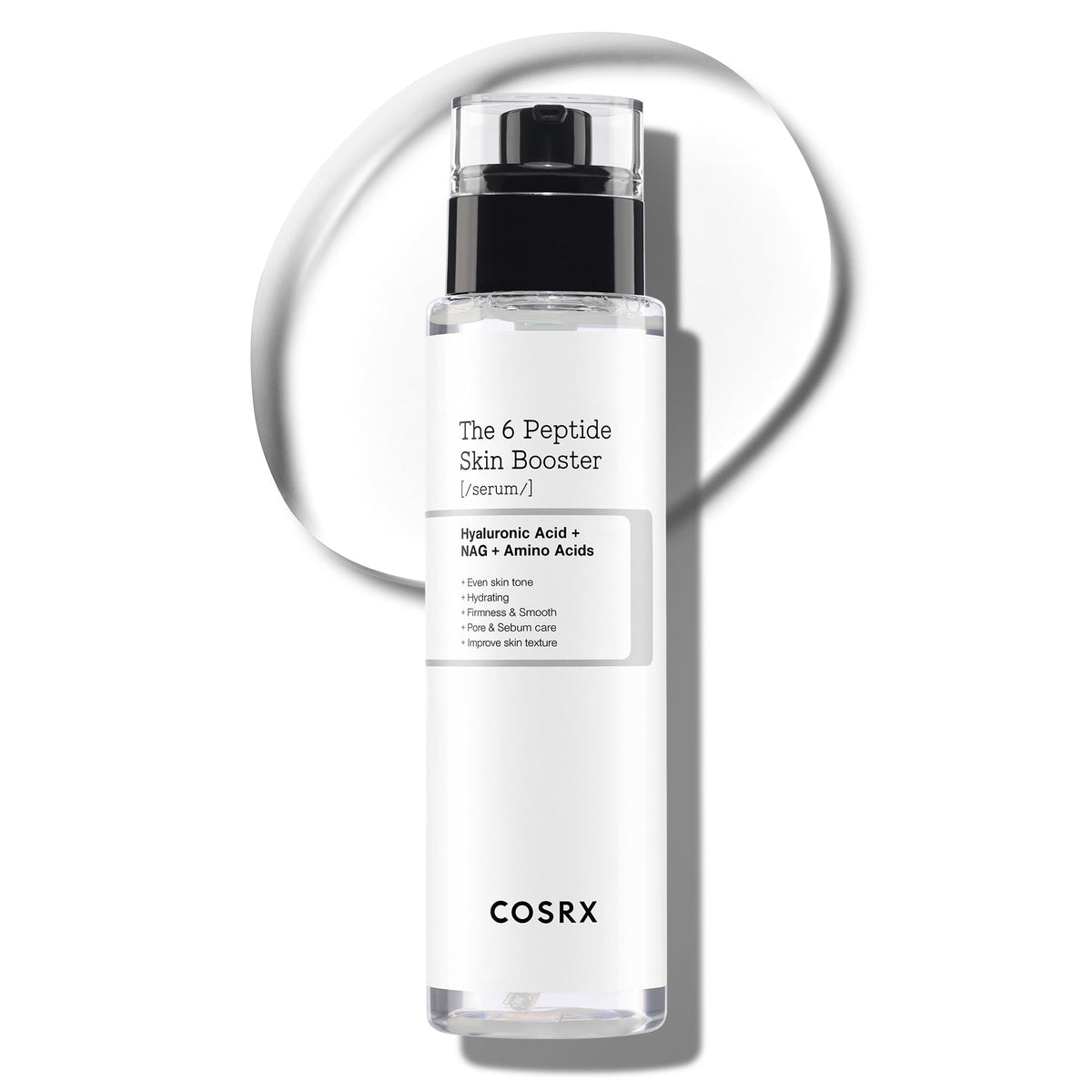 COSRX 6X peptide-toner-serum pump demonstrates quick absorption and elasticity boost.