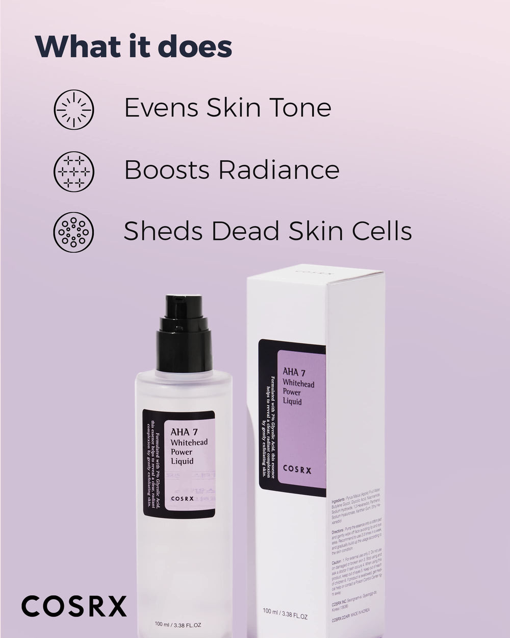 COSRX bottle beside a cotton pad ready for daily exfoliating routine.