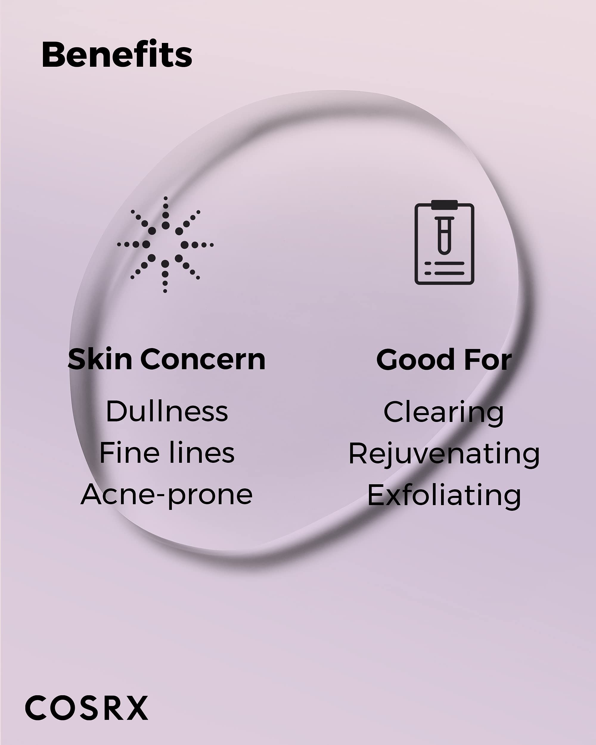 Close-up of skin texture after COSRX exfoliant indicating radiant results.