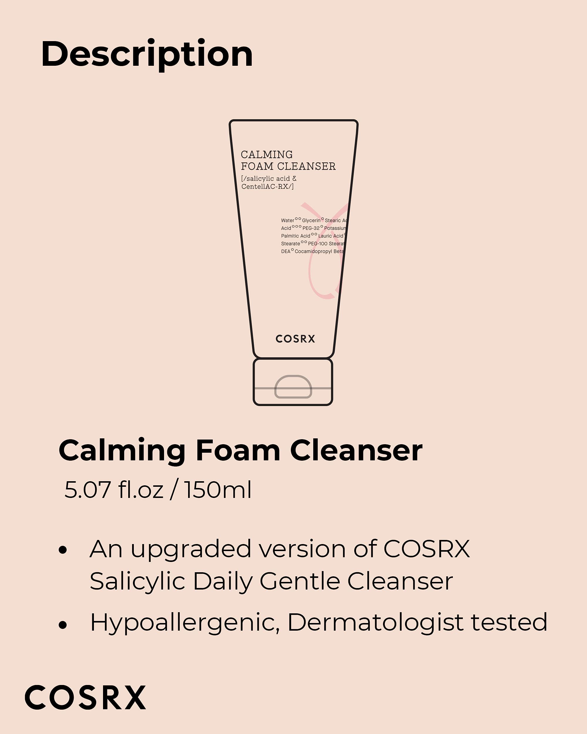 COSRX AC Collection Calming Foam Cleanser product-display showcases a compact daily skincare essential