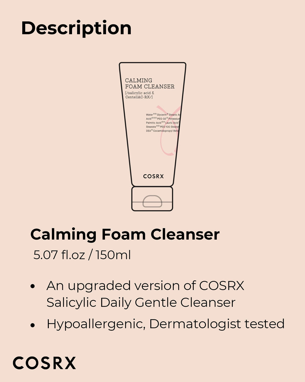 COSRX AC Collection Calming Foam Cleanser product-display showcases a compact daily skincare essential