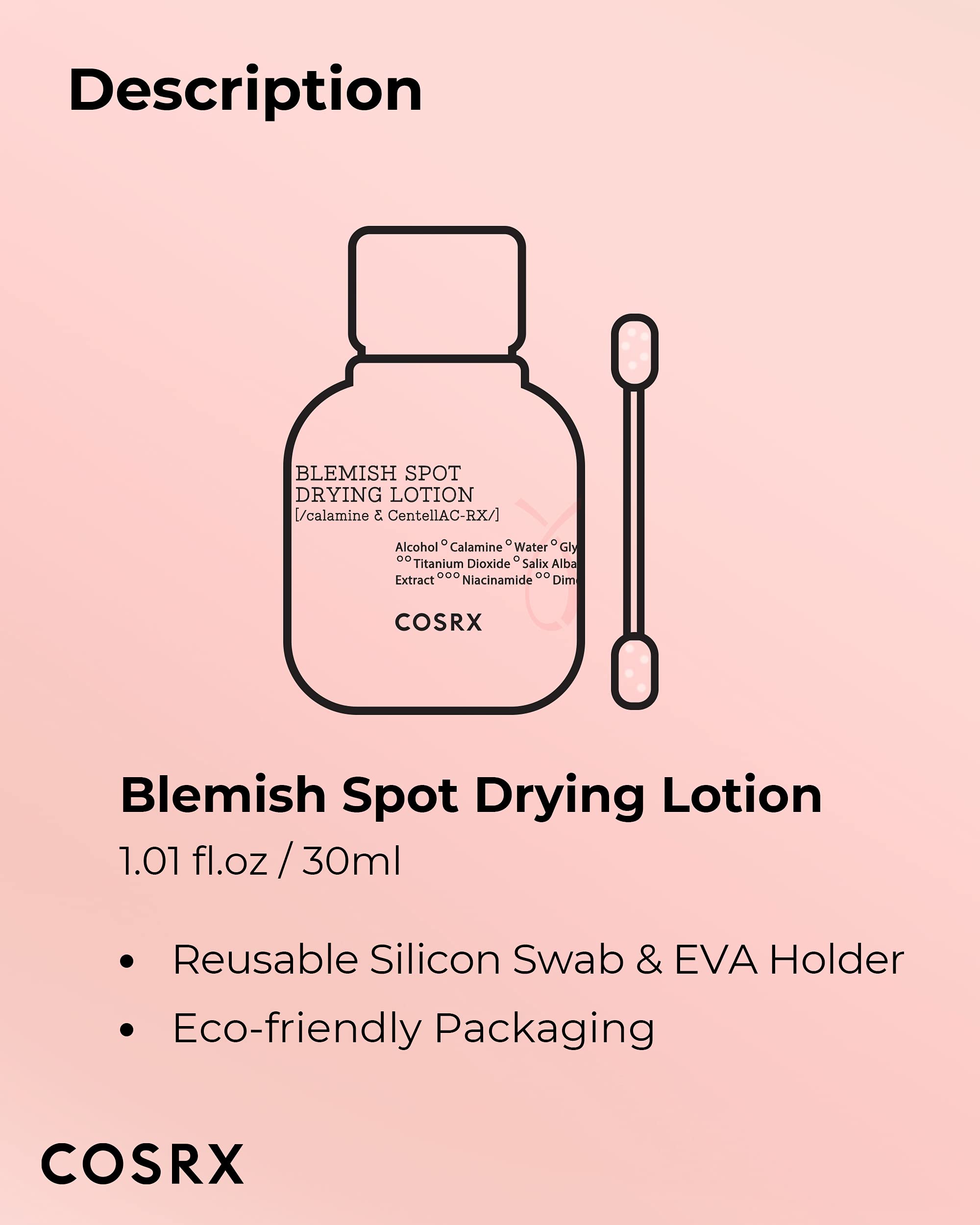 COSRX product ingredients highlight calamine zinc oxide salicylic acid for blemish management
