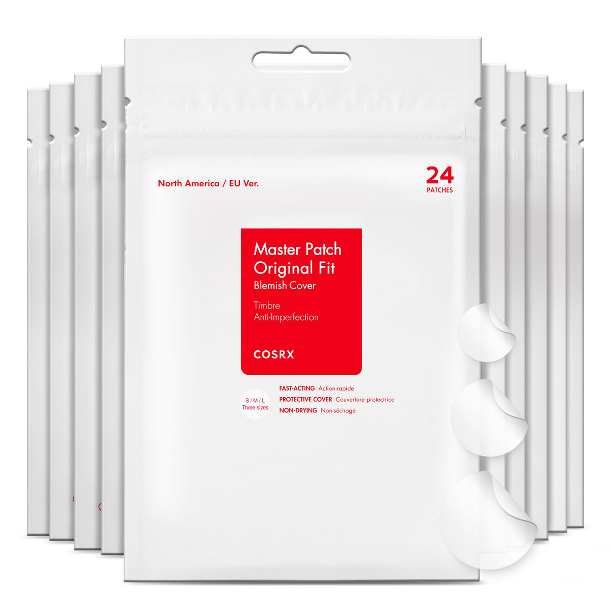 COSRX Acne Pimple Patch close-up showing absorption action to protect blemishes