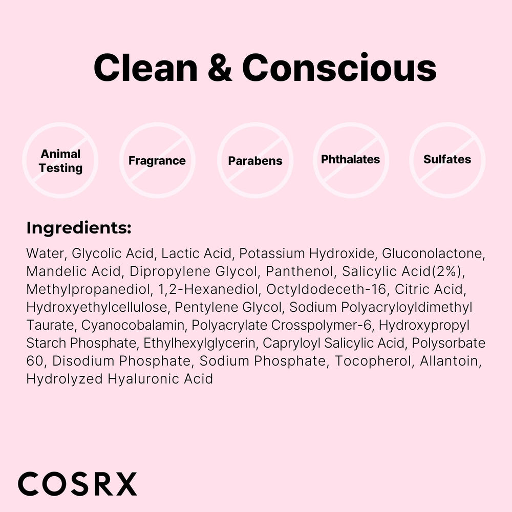 COSRX AHA BHA PHA LHA 35% Peel after-use glow swatch demonstrates potential radiance