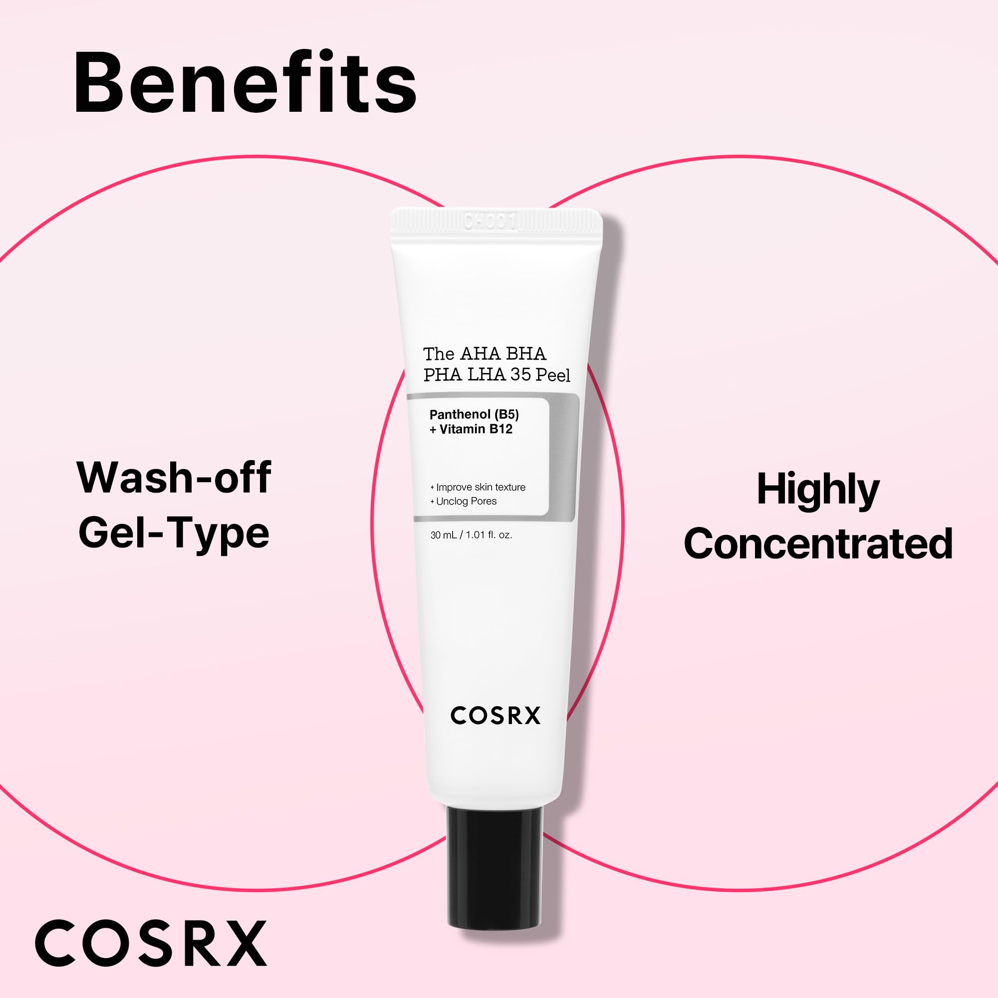 COSRX AHA BHA PHA LHA 35% Peel glow image hints brighter complexion