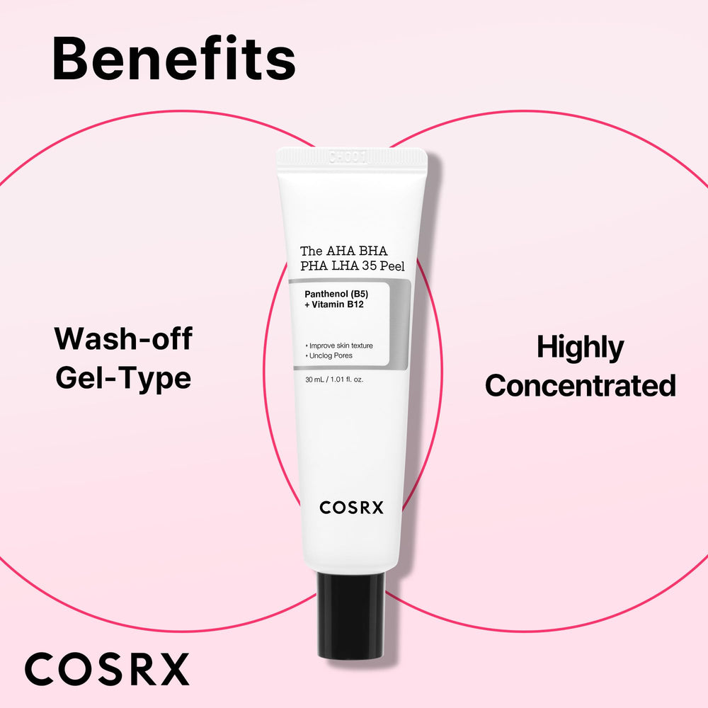 COSRX AHA BHA PHA LHA 35% Peel glow image hints brighter complexion