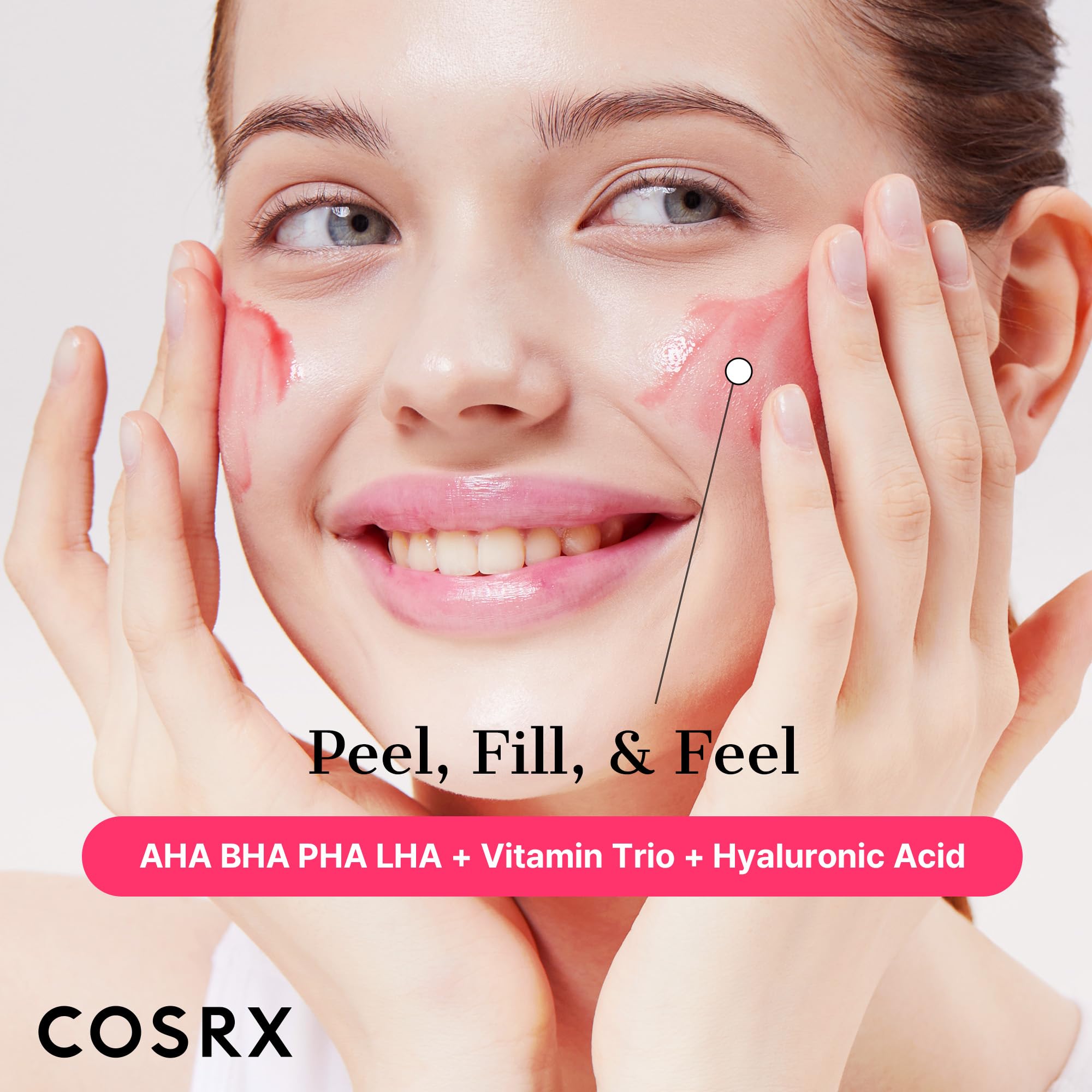 COSRX AHA BHA PHA LHA 35% Peel pore-detail image suggests clearing clogged pores