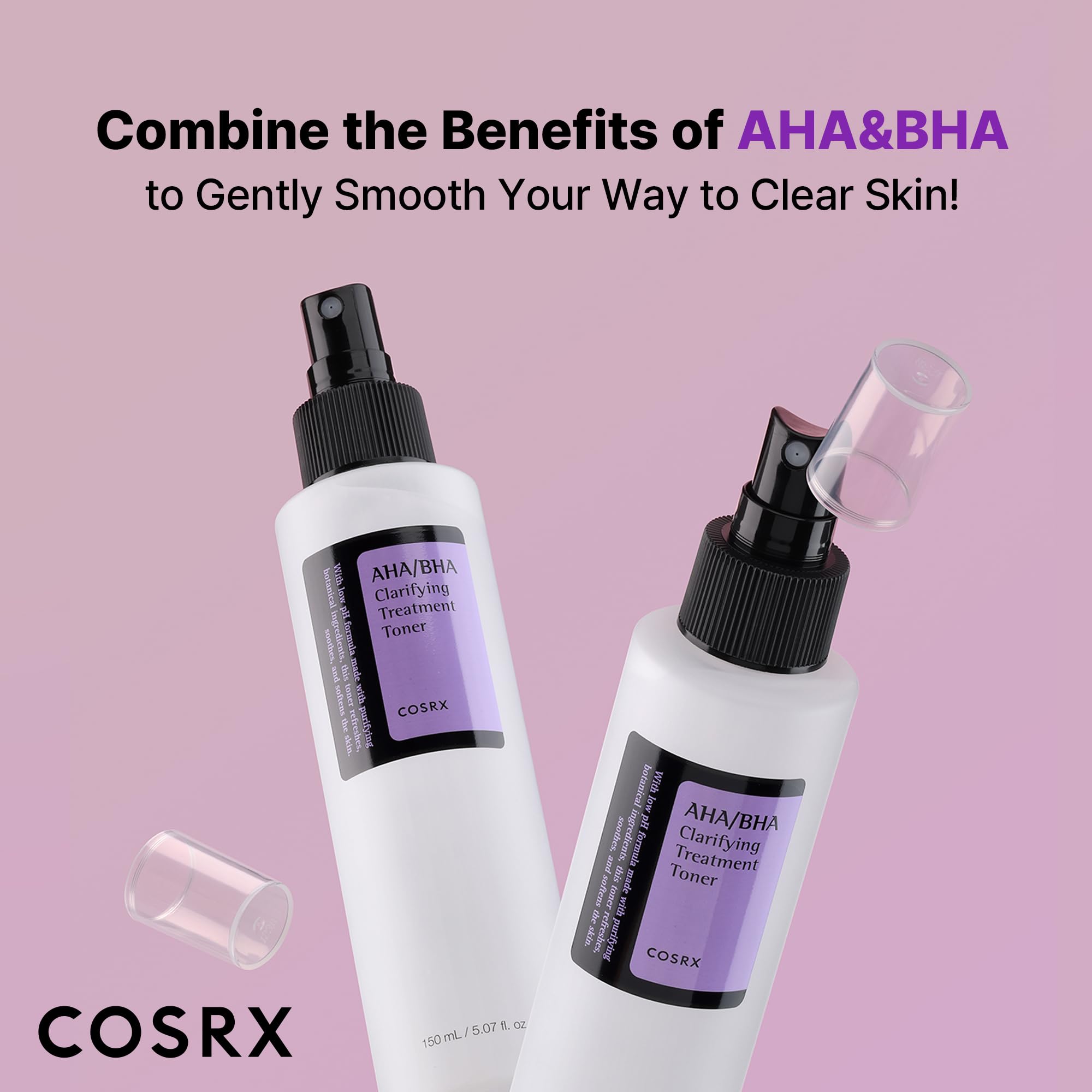 COSRX AHA/BHA Treatment Toner cotton pad for effective pore-refining hydration.