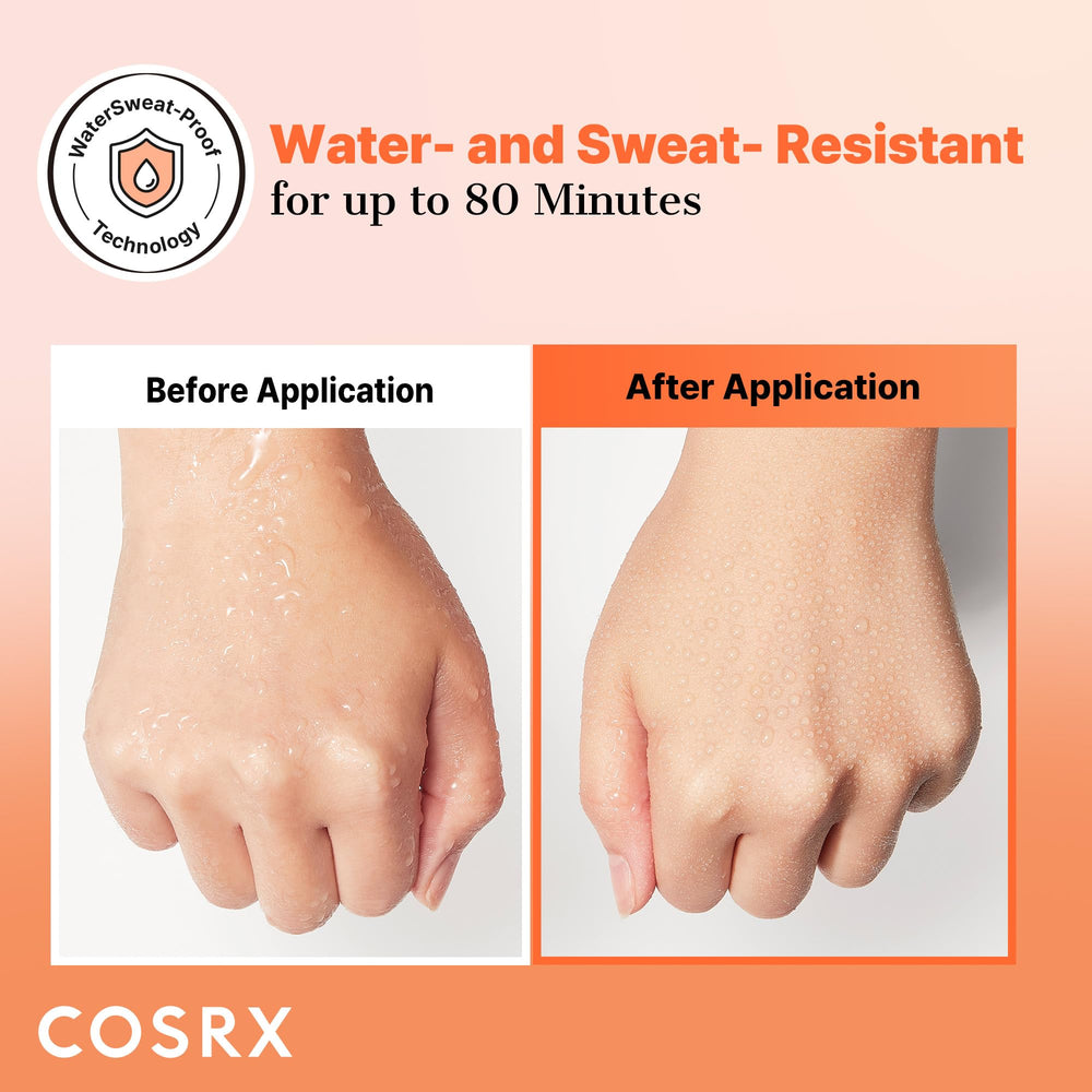 COSRX Airy-Light Clear Sunscreen Stick SPF 50 label for UV protection.