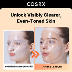 COSRX Alpha-Arbutin hydrogel mask on face delivers refreshing hydration