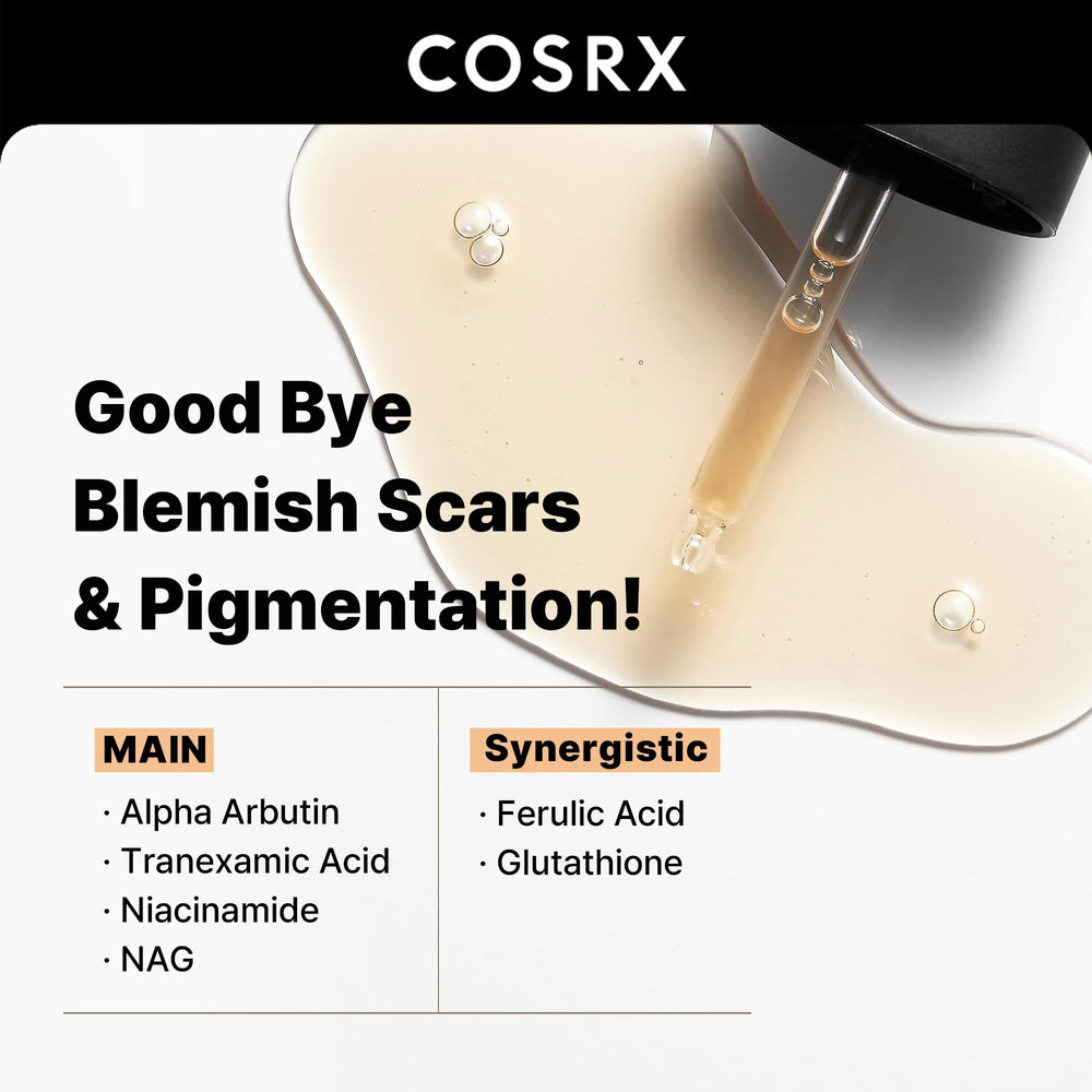 COSRX Alpha Arbutin serum texture on skin showing fast absorption and refreshing finish.