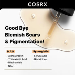 COSRX Alpha Arbutin serum texture on skin showing fast absorption and refreshing finish.