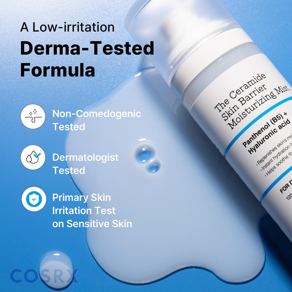 COSRX Barrier Cream Face Mist applied to the face for a refreshing toner step.