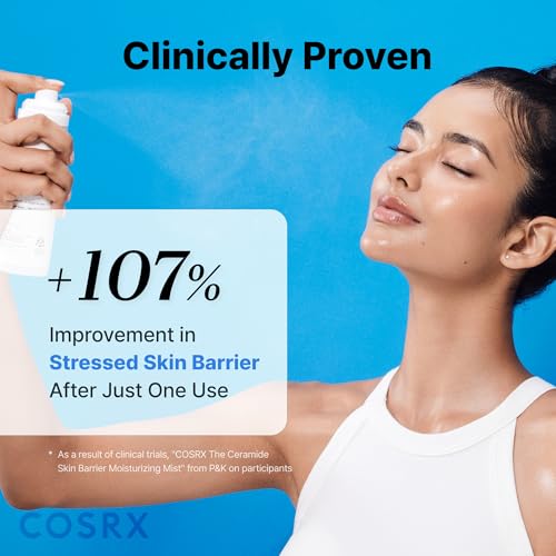 Close-up of COSRX Barrier Cream Face Mist showing hyaluronic acid for lasting moisture.
