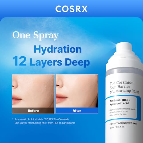 COSRX Barrier Cream Face Mist being sprayed for a quick mid-day refresh.