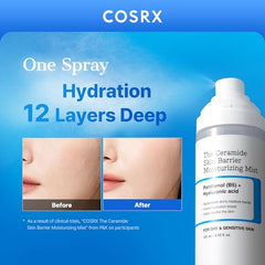 COSRX Barrier Cream Face Mist being sprayed for a quick mid-day refresh.