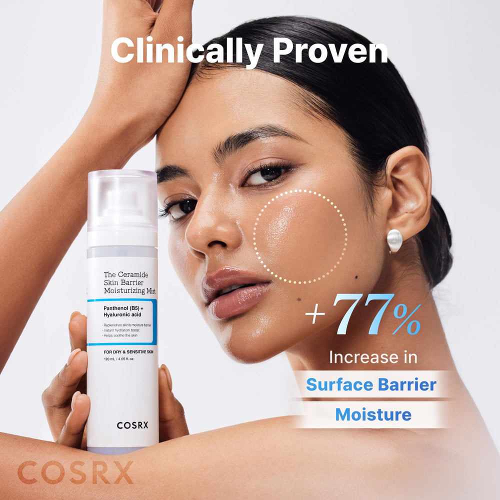 COSRX Barrier Cream Face Mist packaging front with emphasis on a gentle formula.