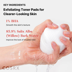 COSRX BHA Toner Pads closeup of 1% BHA formula label