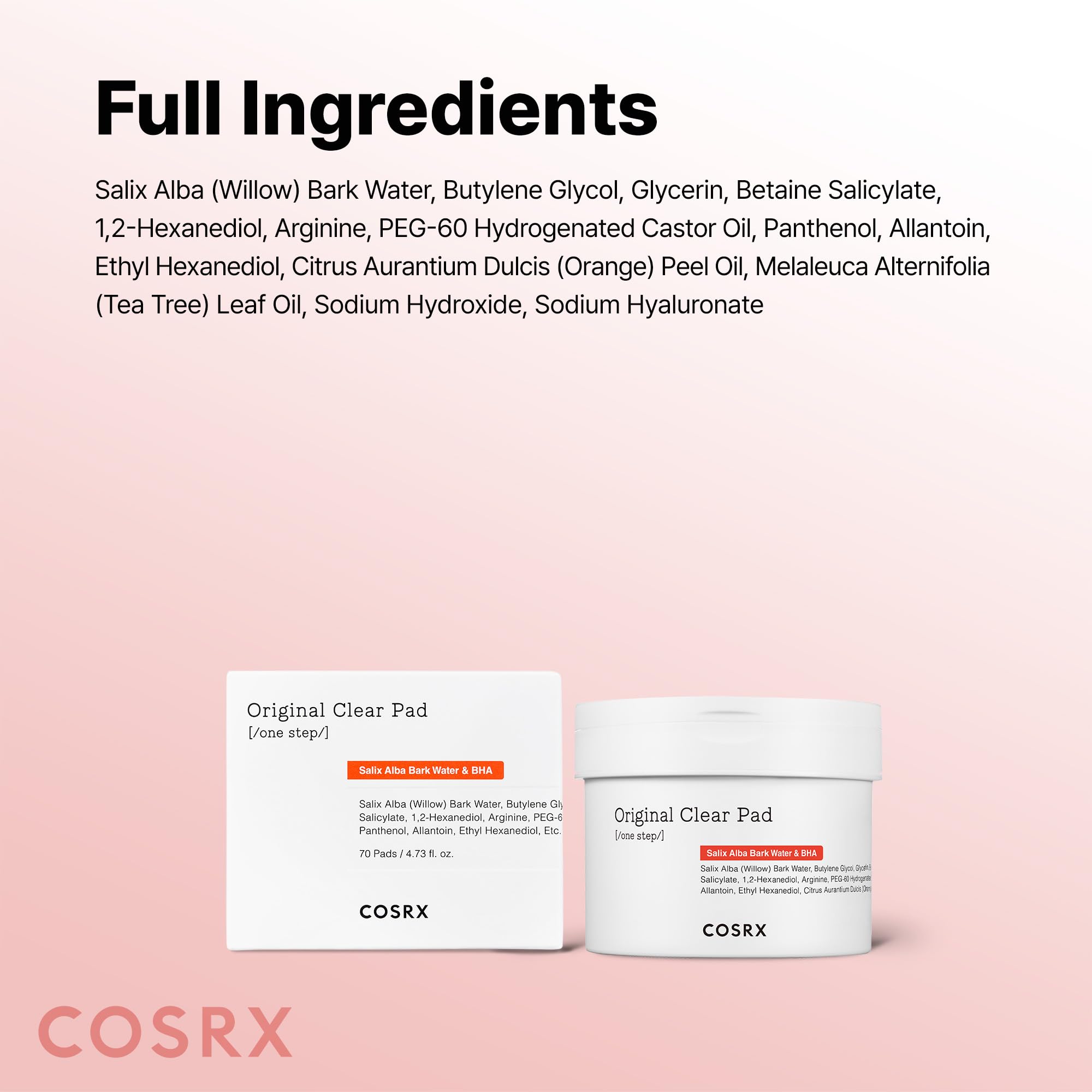 COSRX BHA Toner Pads fragrance-free gentle exfoliation formula