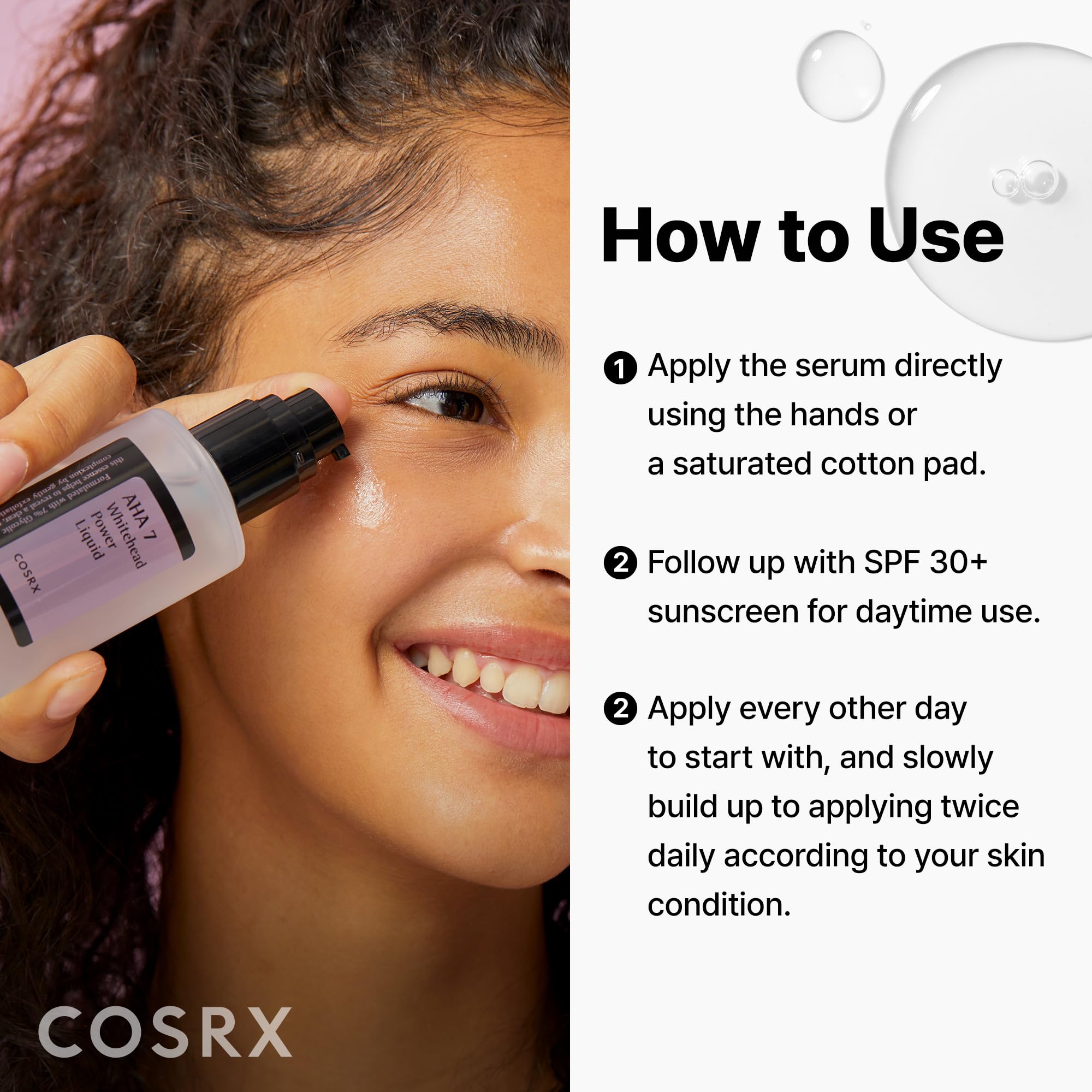 COSRX bottle label detail emphasizes trusted Korean skincare brand.