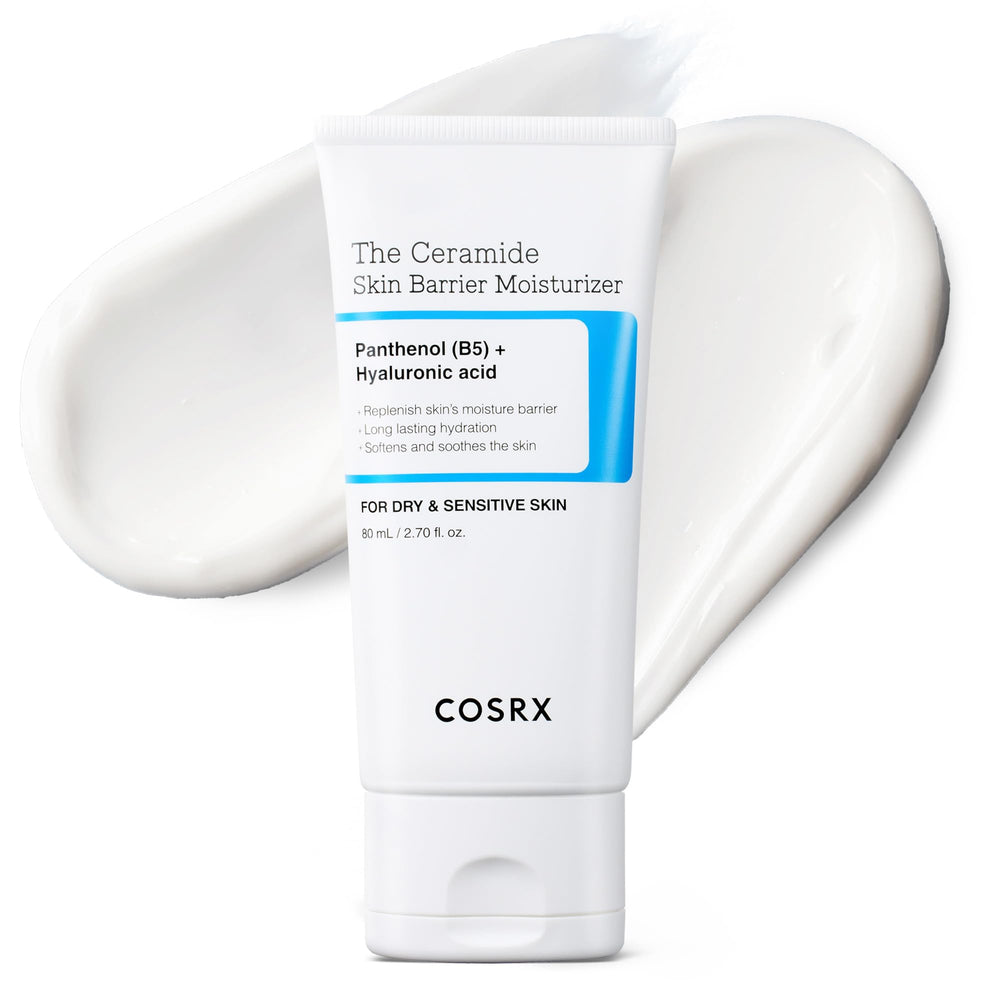COSRX Ceramide Skin Barrier Moisturizer bottle demonstrating barrier-supporting formula for all skin types.