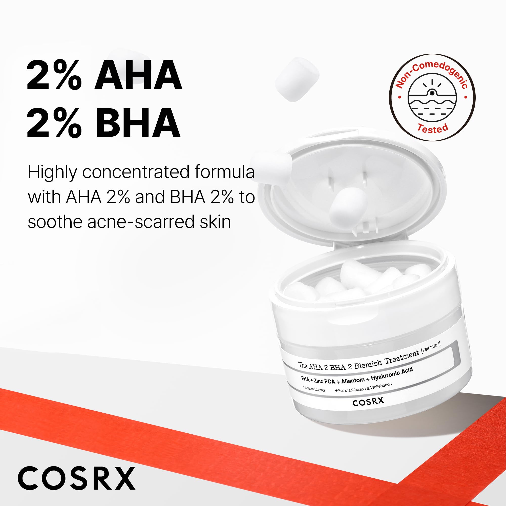 COSRX clear blackheads and whiteheads close-up with gentle exfoliation.