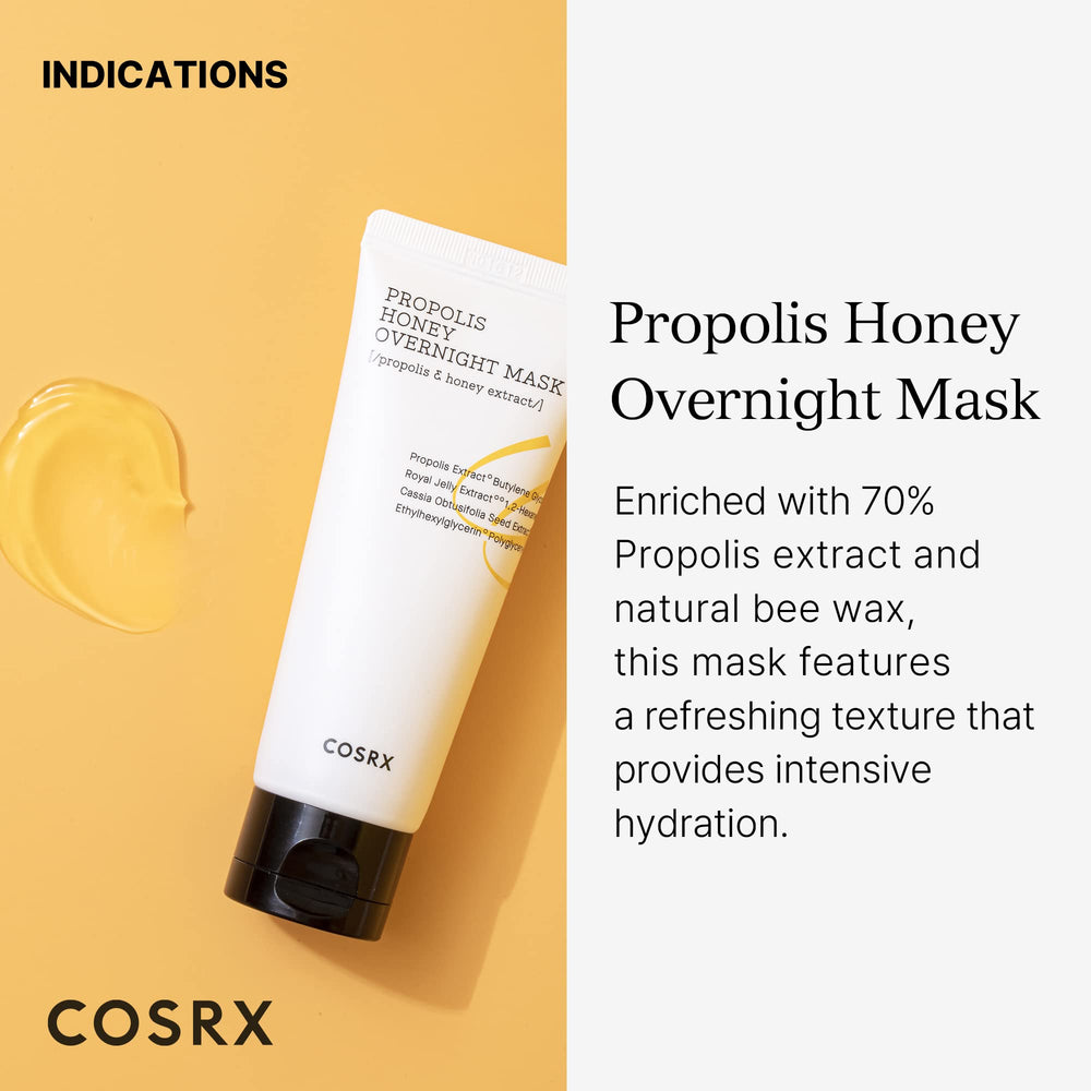 CosRX Full Fit Propolis Honey Overnight Mask gel texture delivers lightweight hydration.