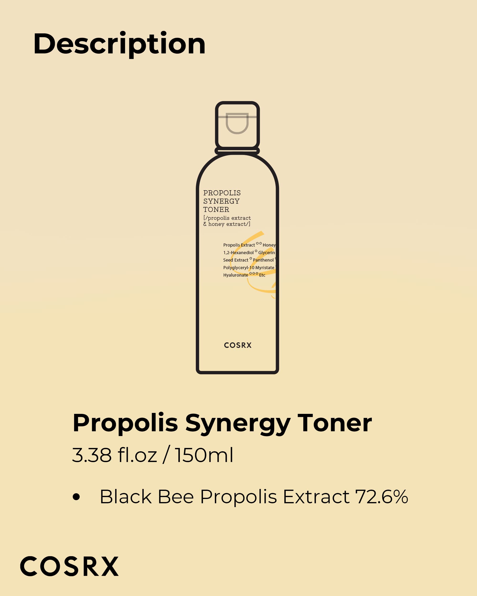 Ingredient panel on COSRX toner box lists propolis and honey extracts