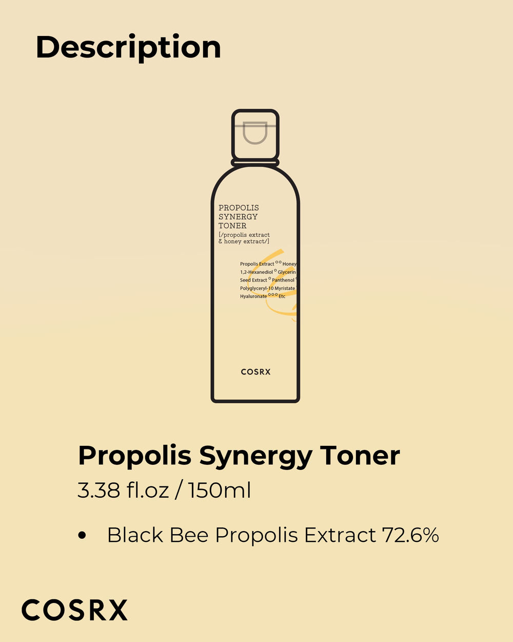 Ingredient panel on COSRX toner box lists propolis and honey extracts