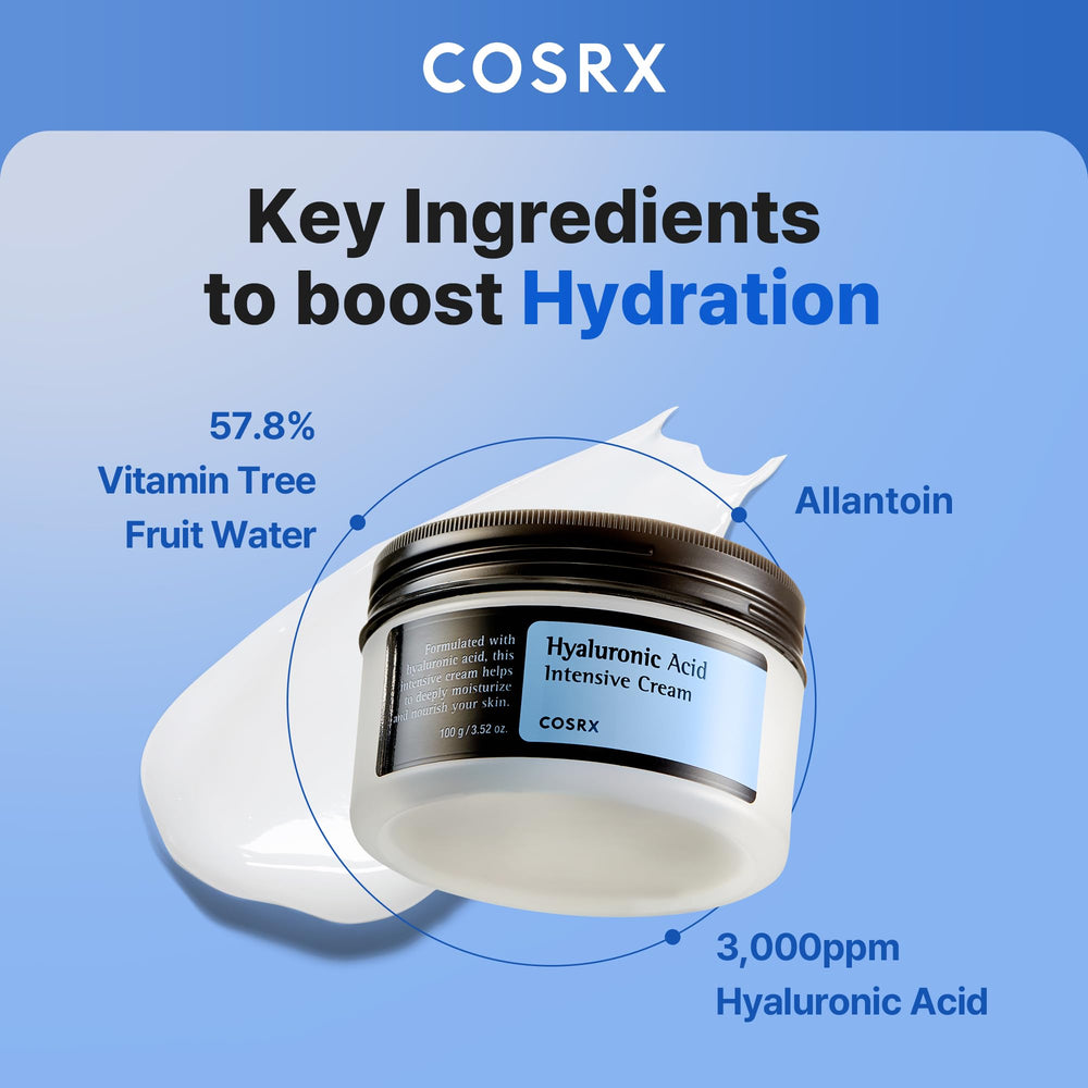 COSRX Hyaluronic Acid Intensive Cream packaging signals clean beauty for sensitive skin