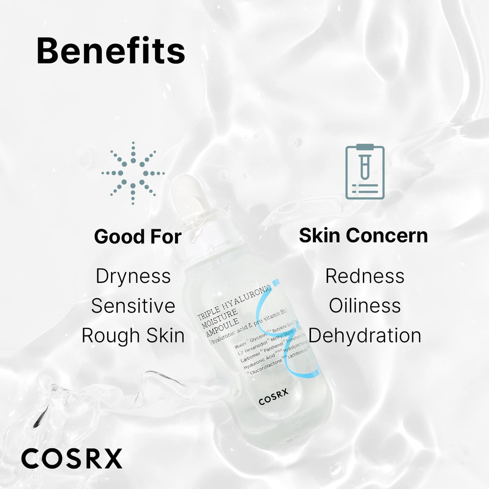COSRX Hydrium ingredient panel highlights sodium hyaluronate and panthenol for conditioning