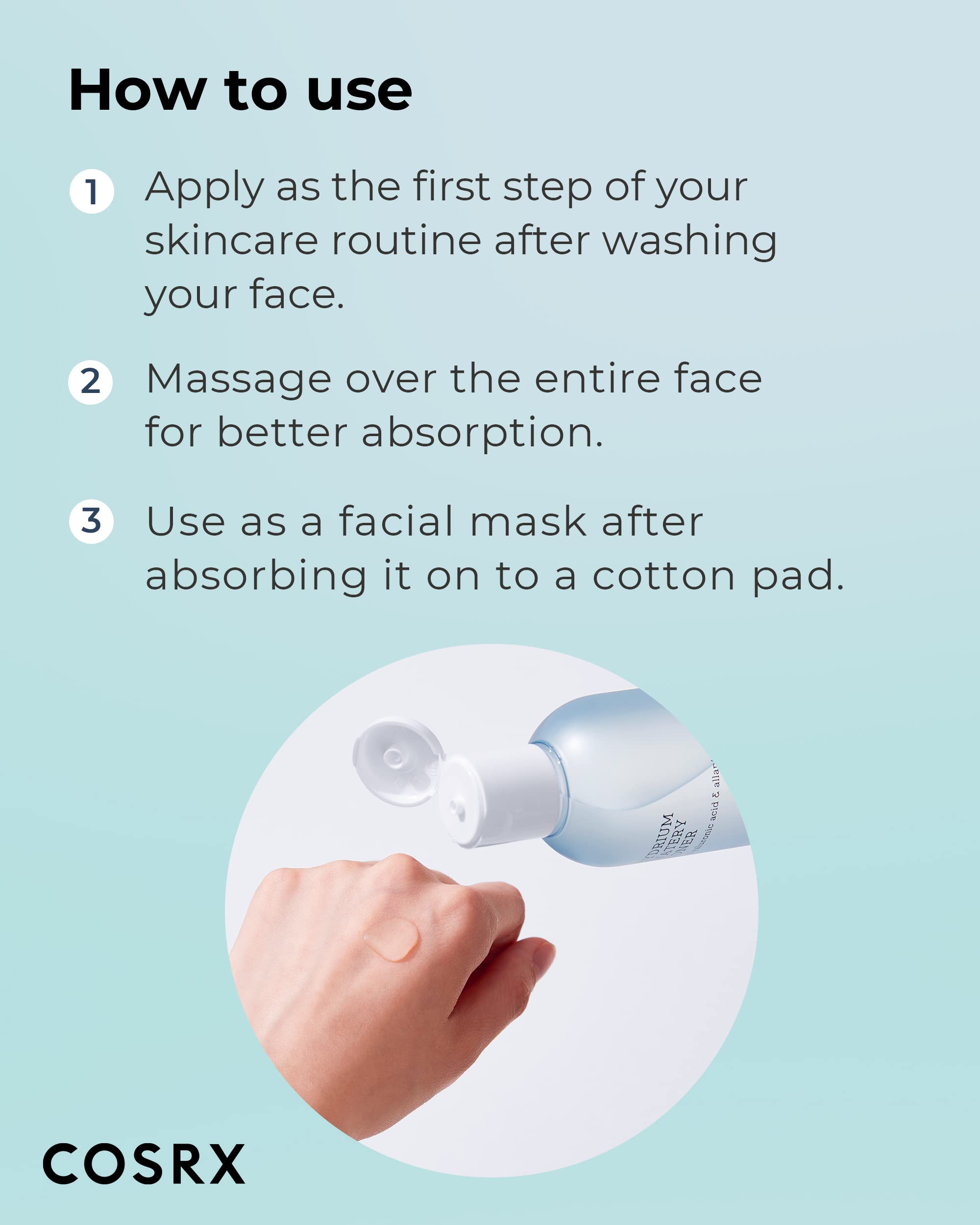 COSRX Hydrium Watery Toner on counter—preps skin after cleansing for better absorption