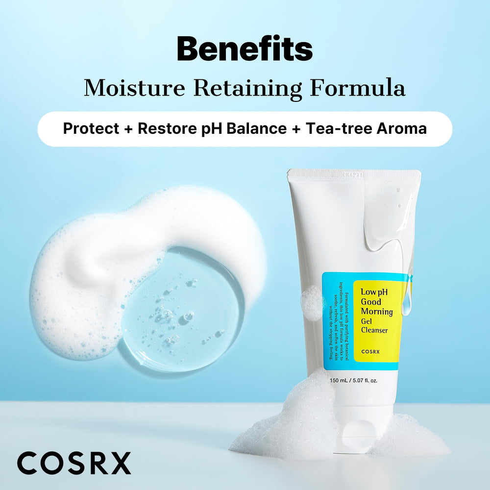 COSRX Low pH Good Morning Gel Cleanser foaming action closeup for light cleanse.