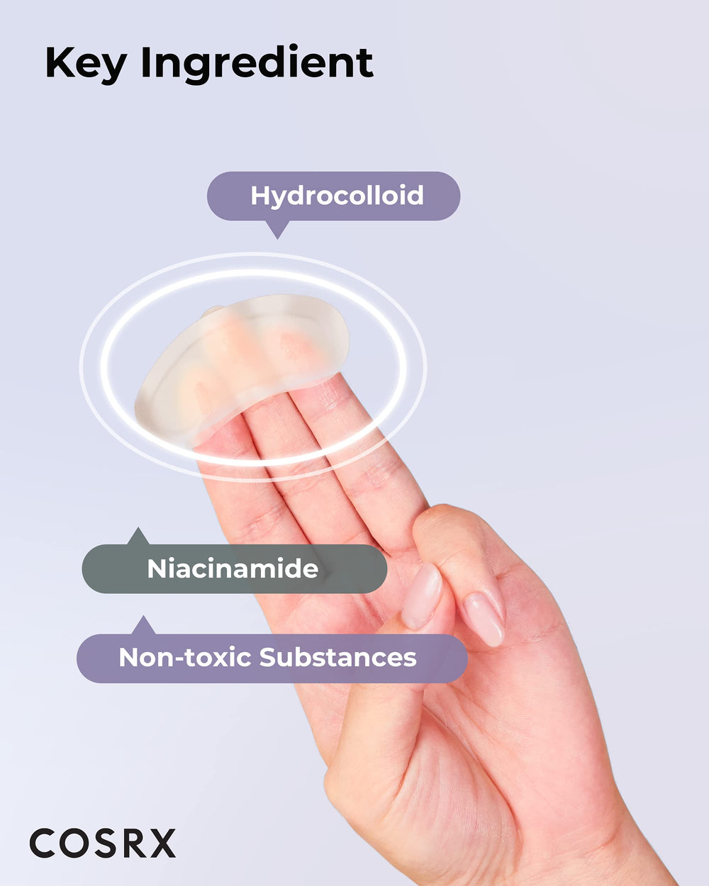 COSRX Master Patch Intensive overnight wear patch on skin.