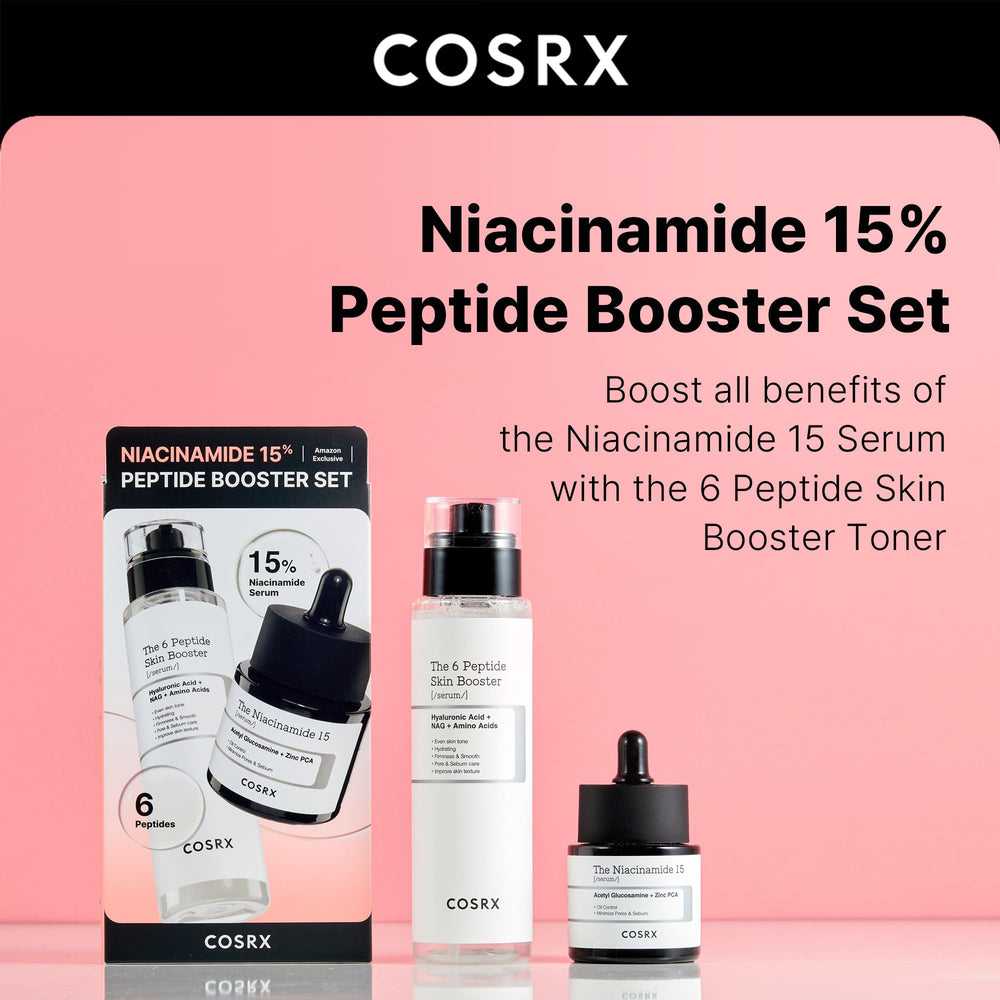 COSRX Niacinamide 15% Serum pump showcases brightening and pore-minimizing potential.