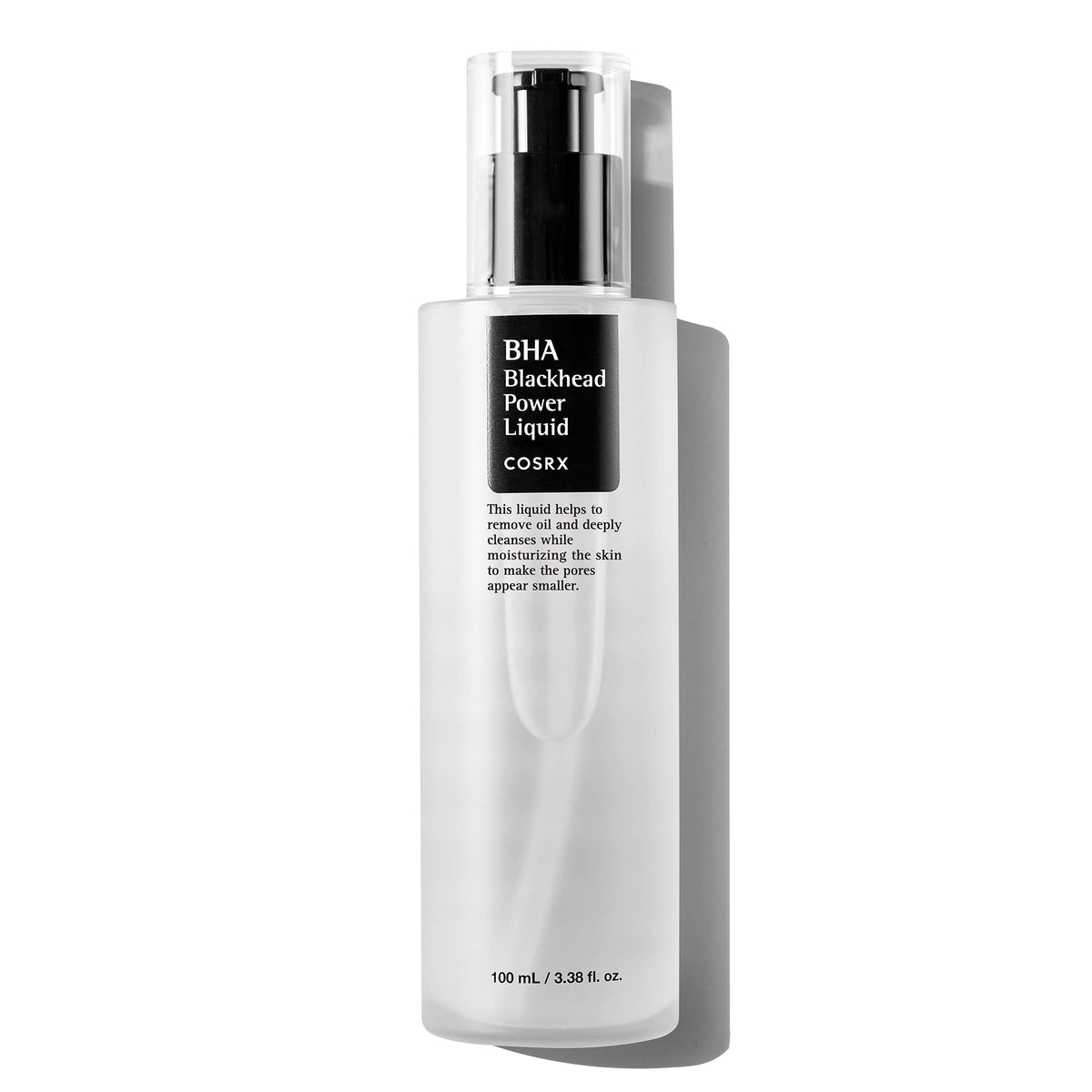 COSRX Niacinamide 2% + BHA 4% toner bottle close-up shows pore-minimizing action.