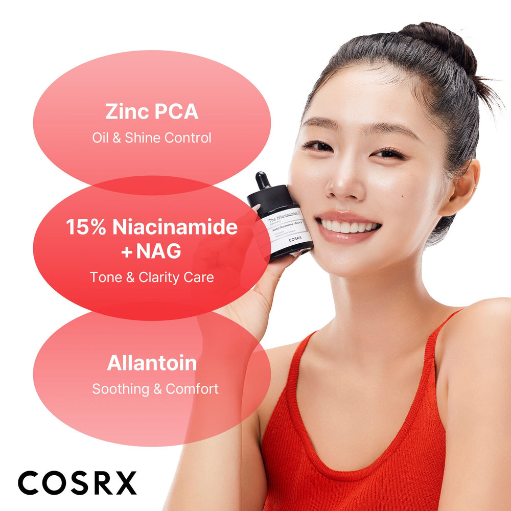 COSRX Niacinamide serum with zinc PCA for oil control and clearer texture