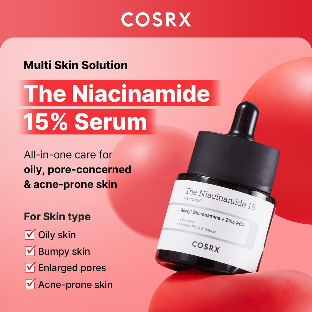 COSRX 15% Niacinamide Serum texture close-up shows creamy, lightweight formula