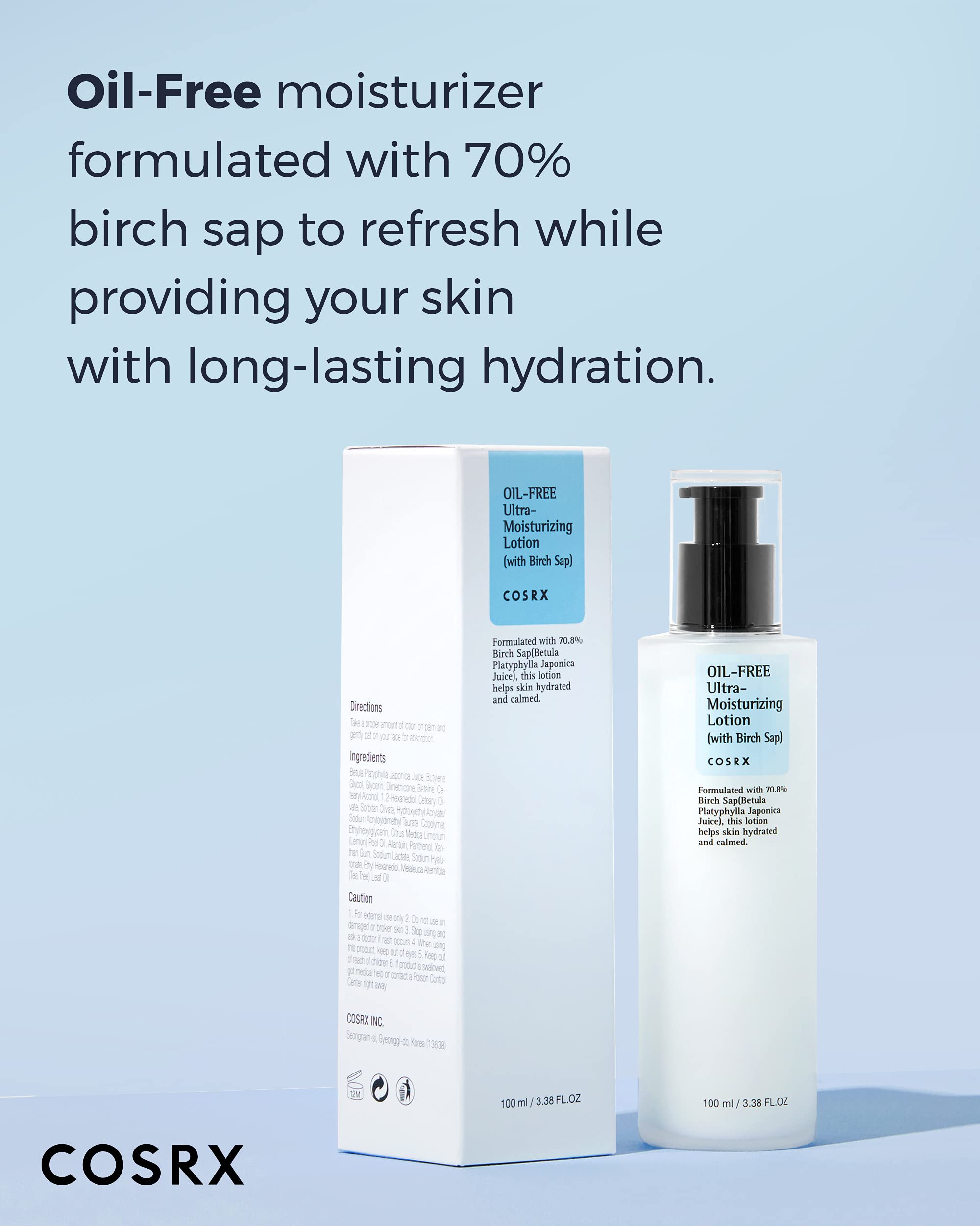 COSRX Oil Free Lotion birch sap day-night routine image—versatile hydrating option.