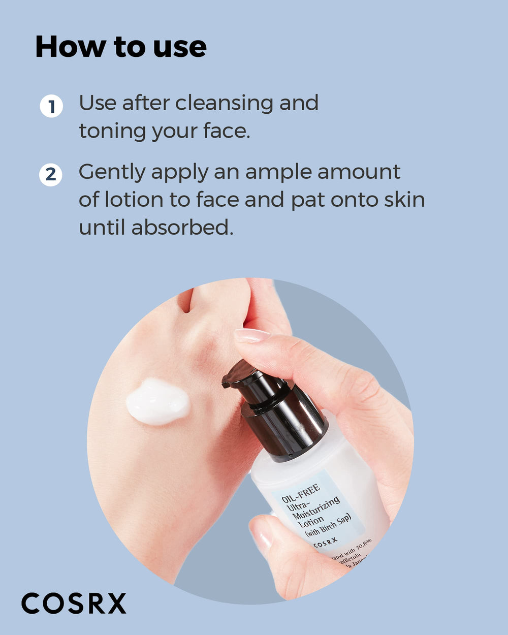 COSRX Oil Free Lotion birch sap packaging front—travel-friendly, compact bottle.