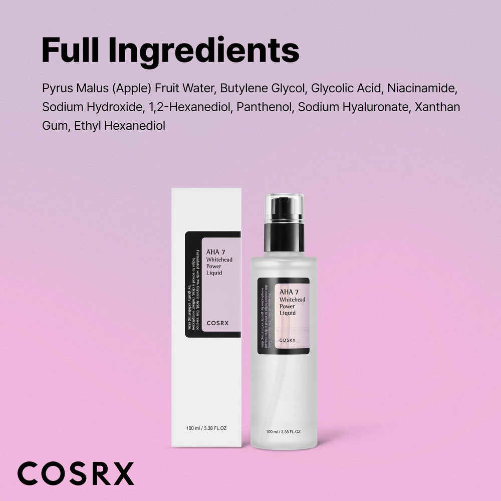 COSRX packaging and size 3.38 oz showcased for travel-friendly routine.